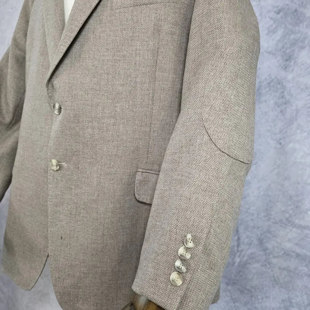 Joe Joseph Abboud Blazer Mens 48 Regular Tan Slim Fit Elbow Patch Sport Coat